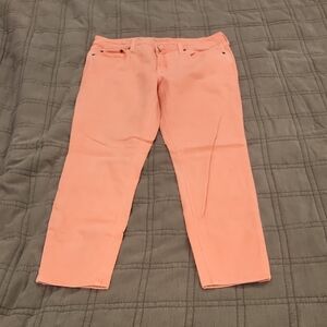 STYLUS Women's Bright Fluorescent Orange Cropped Jeans Size 14!